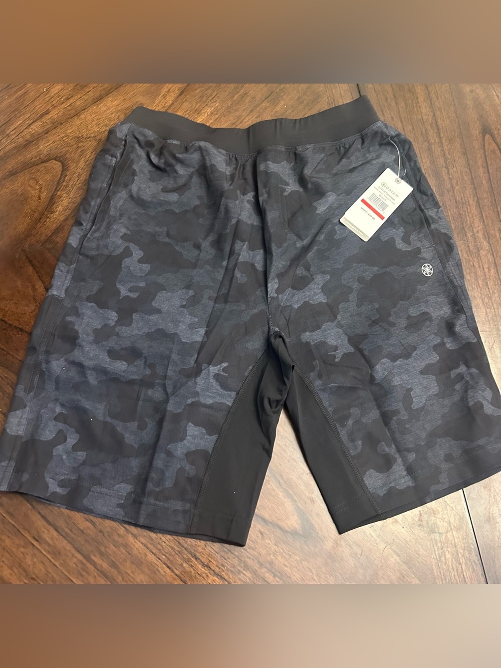 Gaiam Men's Athletic Gym Running Shorts - Pitch Black Camo, Small New